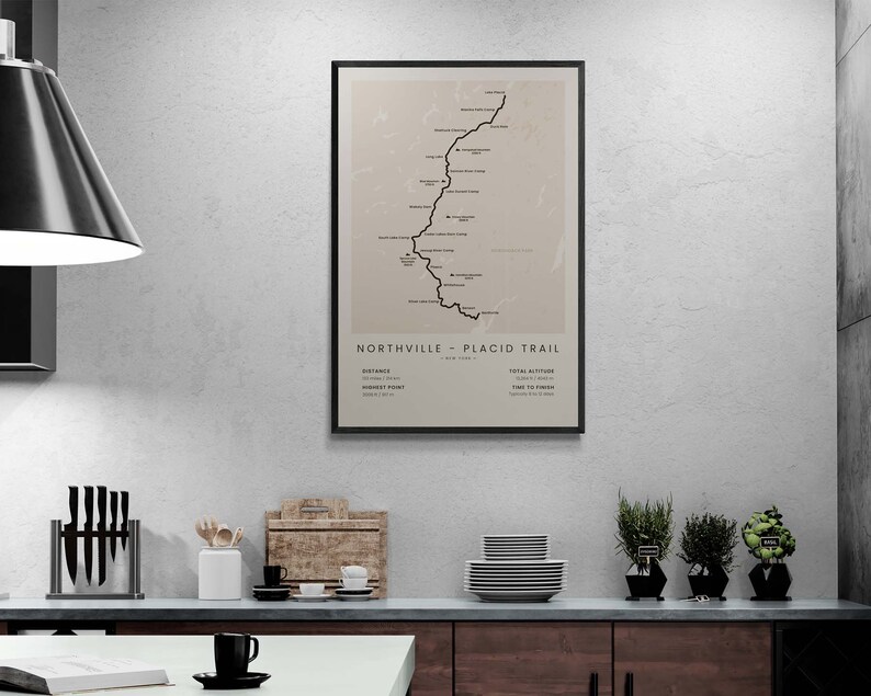 Northville Placid Trail Map Print Hiking NPT Poster Northville to Lake