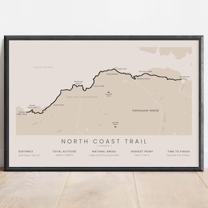 Carte du sentier de la côte nord affiche de Zazzle.be Liste d'envies Vous avez des idées ? Impression sur sentier de randonnée de l'île de Vancouver | Décoration de chambre Colombie-Britannique | Carte du Canada | Cadeaux d'extérieur