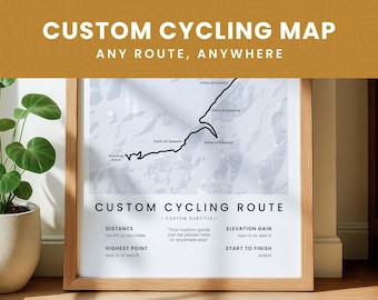 Custom Cycling Map | Personalized Bikepacking Gift | Customized Biking Art | Bike Wall Art | Gift for Cyclist | Bicycle Strava Map