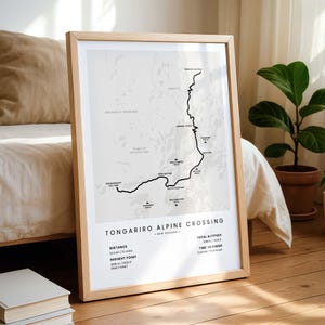 Tongariro Alpine Crossing Print | Tongariro National Park Trekking Path Map | New Zealand North Island Hiking Trail Poster | Hiking Wall Art