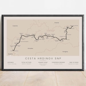 Cesta Hrdinov SEP Spurendruck | E8 Slowakei Wanderkarte | Weg der Helden des Slowakischen Nationalaufstandes Poster | Slowakei Geschenk Art