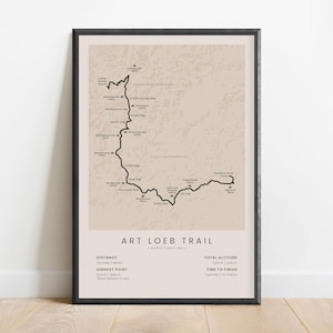 Kunst Loeb Weg Karte Drucken | Pisgah National Forest Wandern Poster | Backpacking North Carolina Karte | Minimalistisches Wandern Wandkunst Geschenk