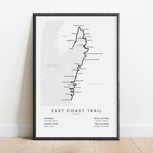 Affiche de carte du sentier de la côte est | Sentier de randonnée ECT Imprimer | Impression de carte de randonnée du Canada à travers le monde | Cadeau Trek de randonnée | Décoration de sentier pédestre | Cadeau randonnée