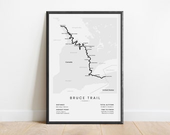Bruce Trail Print | Bruce Trail Niagra Map | Ontario Hiking Trail Poster | Canada Long-Distance Hiking Trail Wall Art | Gift for Thru-Hikers