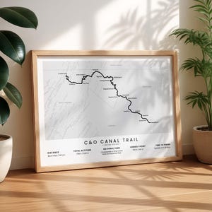 C&O Canal Trail Print | Chesapeake and Ohio Canal Trail Map | C and O Canal Towpath Poster | Potomac River Hiking Trail | CO Canal Trail