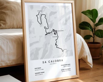 Sa Calobra Cycling Print | Coll dels Reis Climb Map | Personalized Cycling Gift | Mallorca Mountain Bike Wall Art | Nus de sa Corbata Loop