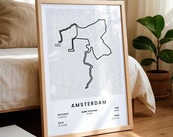 Amsterdam Personalized Marathon Finisher | Netherlands Running Map | Custom Run Gift | Runner Wall Art | Ultra Trail Map Print