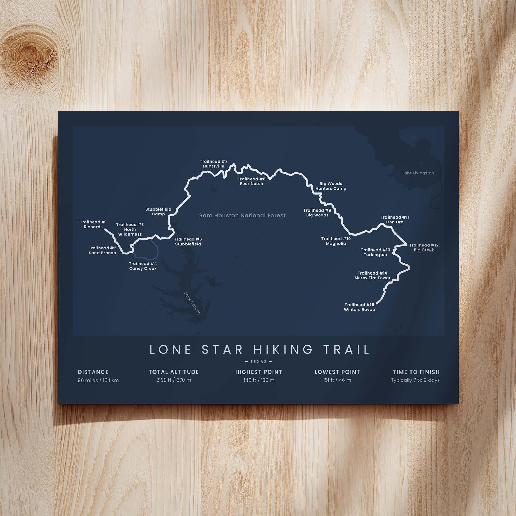 Lsht Map Lone Star Hiking Trail Map Poster | LSHT Thru Hiking Print | Texas ...