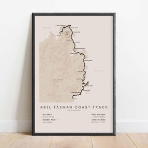 Abel Tasman Coast Track-Druck | Abel Tasman National Park Wanderkarte | Neuseeland Wanderpfad Poster | Nelson Tasman Wandergeschenk
