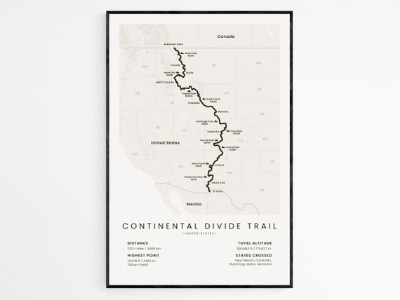 Continental Divide Trail Print CDT Thru Hike Map USA | Etsy