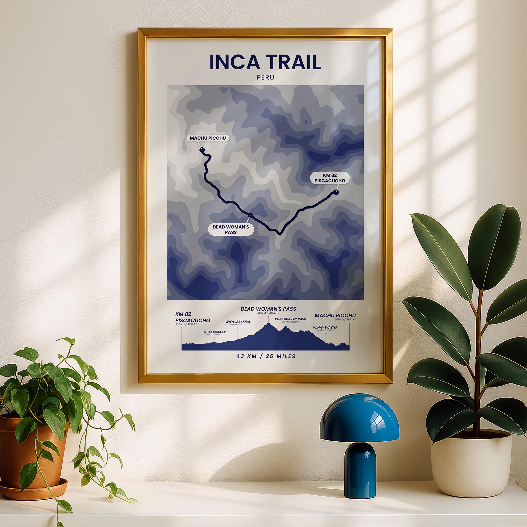 Inca Trail Map | Camino Inca Poster | Camino Inka Print | Machu Picchu ...