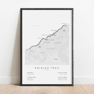 Impression du sentier Kalalau | Carte des sentiers de randonnée de l'île de Kauai à Hawaï | Ke'e à Kalalau Beach Trek affiche de Zazzle.be Liste d'envies Vous avez des idées ? Décoration murale Na Pali Coast Crawler's Ledge