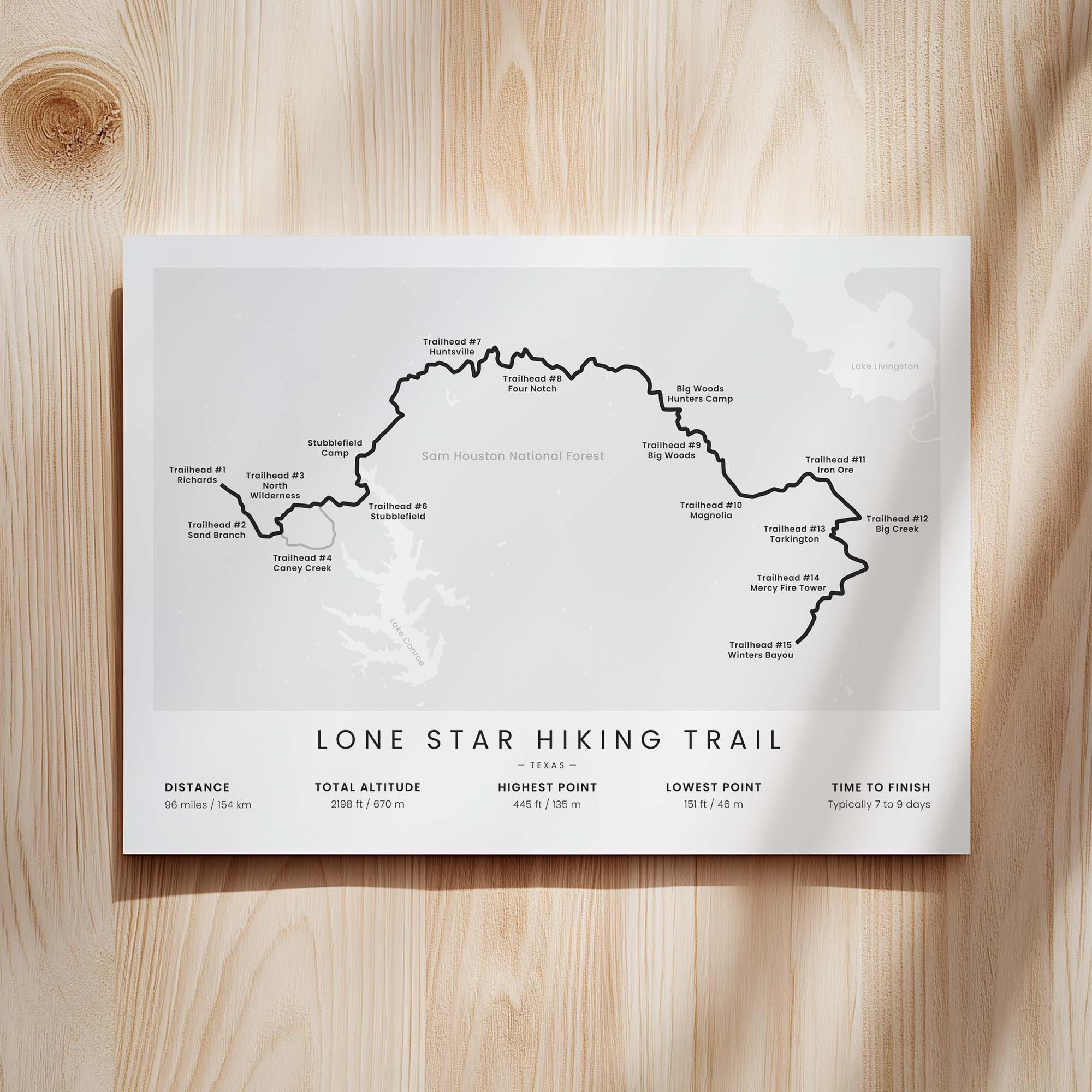 Lsht Map Lone Star Hiking Trail Map Poster | LSHT Thru Hiking Print | Texas ...