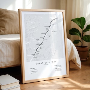 Great Glen Way-print | Kaart wandelroute Great Glen Way | Poster Schotse Hooglanden die pad lopen | Muurkunst trektocht Engeland | Wandelcadeau