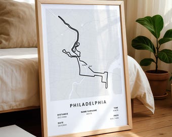 Philadelphia Personalized Marathon Weekend Wall Art | Marathon Map Gift | Pennsylvania Marathons | Runner Print | Sport Poster