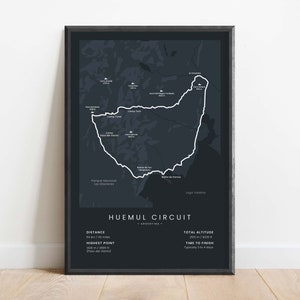 Impresión del mapa del circuito Huemul / Póster de la ruta de senderismo de la Patagonia / Mapa de rutas de trekking de Argentina / Decoración de pared del sendero para caminar de El Chaltén / Regalo para exteriores