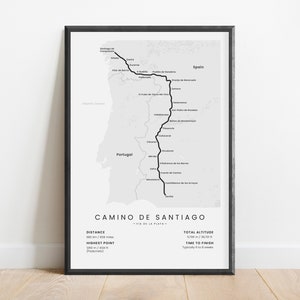 Stampa del sentiero Camino Via de la Plata / Mappa del Camino de Santiago / Poster del percorso a piedi da Siviglia a Santiago de Compostela / Cammino di San Giacomo