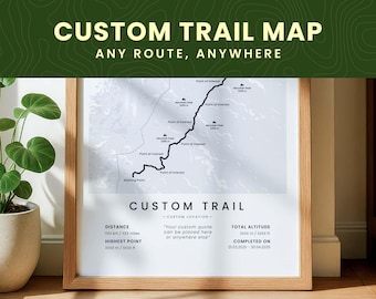 Custom Hiking Trail Map Poster | Personalized Hiking Map | Customized Backpacking Wall Art | Walking Print | Hiking Lovers Gift