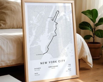 New York City Personalized Marathon Map | NYC Marathon Gift | Running Print | Gift for Runner | Sport Poster | Run Strava Route