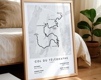 Col du Telegraphe Cycling Print | Personalized Saint-Michel-de-Maurienne Climb | French Alps Road Cyclist Gift | Mountain Bike Poster