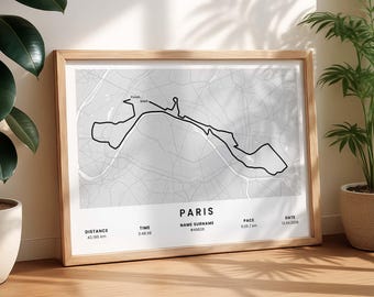 Paris Personalized Marathon Poster | Marathon de France | Custom Gift for Runner