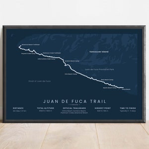 Juan de Fuca Wanderkarte | JDF Wandern Weg Print | Vancouver Island Kunst | Britisch Kolumbien Poster | Wanderung Kanada | Wandern Geschenk