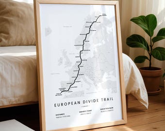 European Divide Trail Poster | EDT Bikepacking Route | Personalized Cycling Gift | Europe Bikepacking Adventure | Bucket List Map