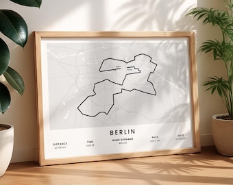 Berlin Personalized Marathon Map | BMW Marathon Poster | Custom Run Gift | Running Achievement | Sportive | Germany Runner Print