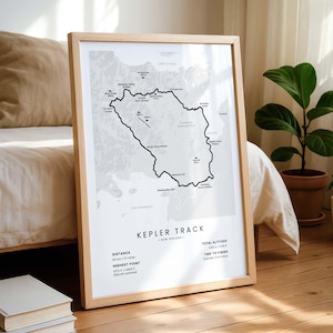 Kepler Track Map Print | Fiordland National Park Hiking Trail Map | New Zealand South Island Trekking Poster | Lake Te Anau Hike Wall Art