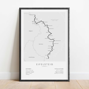 Eifelsteig Poster | Der Eifelsteig Wanderkarte | Eifel Nationalpark Fernwanderweg Poster | Deutschland Thru Wanderung im Freien Geschenk