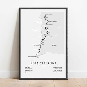 Impression Rota Vicentina | affiche de sentier historique de Zazzle.be Liste d'envies Créez un Magasin Vous avez des idées ? Carte de Santiago de Cacem à Cabo de São Vicente | Déco murale sentier de randonnée Portugal