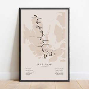 Skye Trail Map Poster | Isle of Skye Thru Hike Print | Scottish Highlands Hiking Trail Wall Art | England Trekking Wall Decor | Hiking Gift
