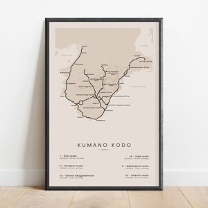 Kumano Kodo Wandern Poster | Omine Okugakemichi, Kiji, Kohechi, Iseji, Nakahechi, and Ohechi Routes in Japan Map Poster
