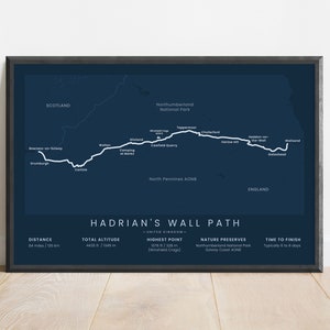 Der Weg des Unterwegs zum Reichstag des U.S Die Wall Path Nationale Wanderkarte | Nord England Thru Hike Poster | Vereinigtes Königreich Wanderwandkunst