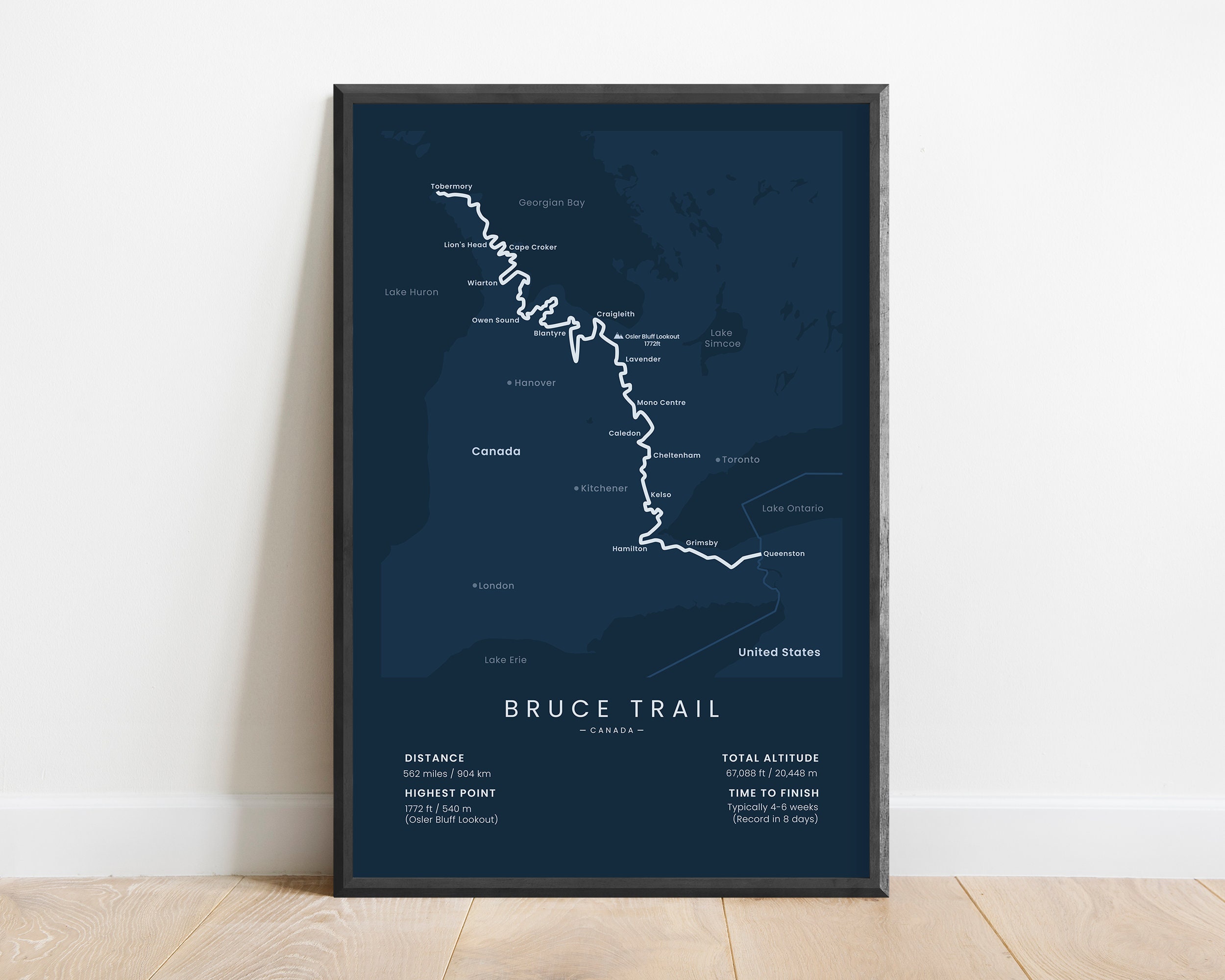 Bruce Trail Print | Bruce Trail Niagra Map | Ontario Hiking Trail