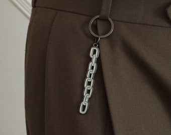 Chain Keychain – Double Sided Grey Enamel Accessory