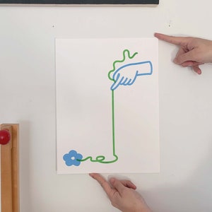 String Flower Risograph Art Print 11x14