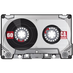 Download para impressão - Cromo - Fita cassete retro pop art branca