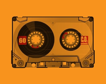Download stampabile - Chromium Orange - Musicassetta retrò pop art