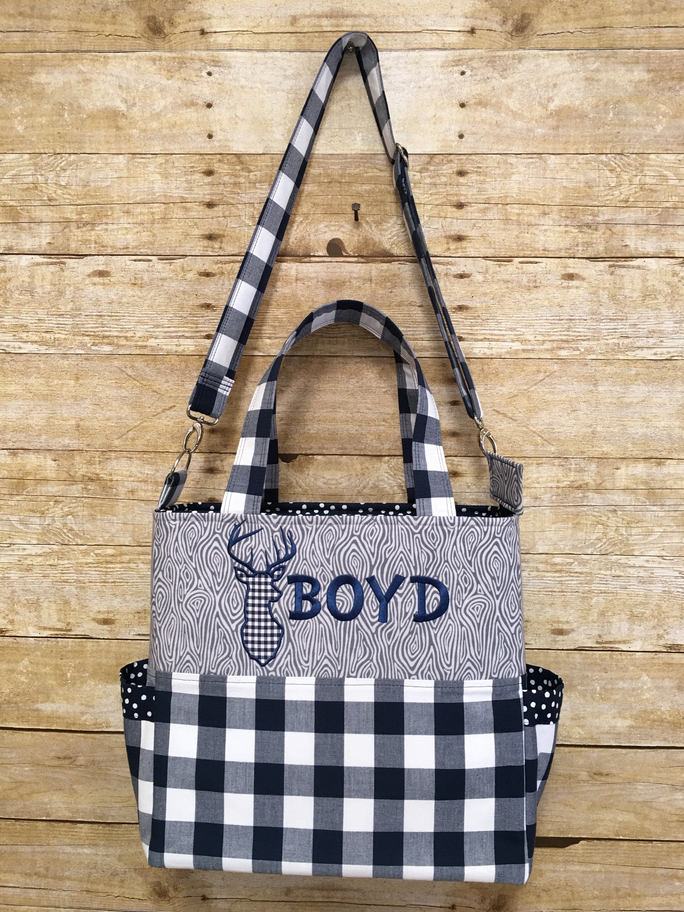 plaid diaper bag