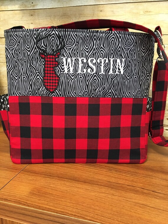 plaid diaper bag