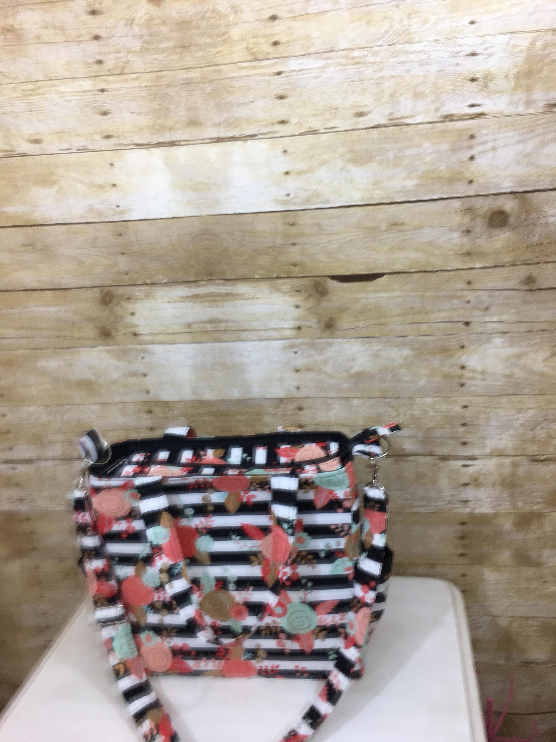 Diaper Bag tote zipperd FlowersRose Gold and Black and Etsy