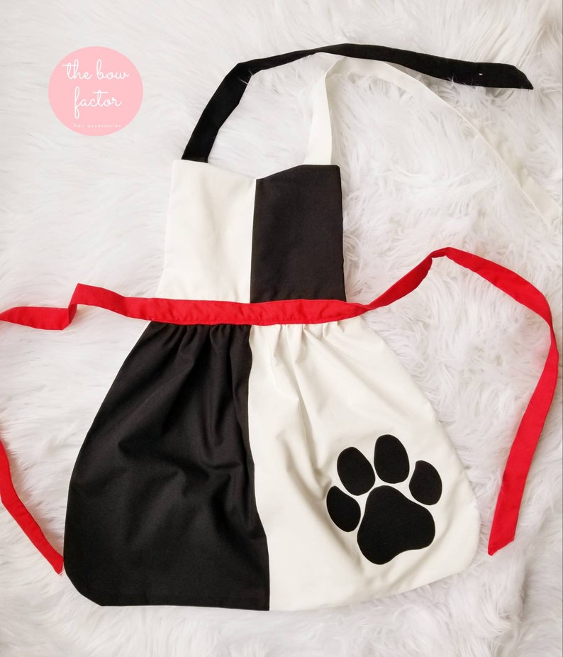 cruella costume apron girl apron cosplay halloween Spotted dog dress up costume girl birthday girl costume