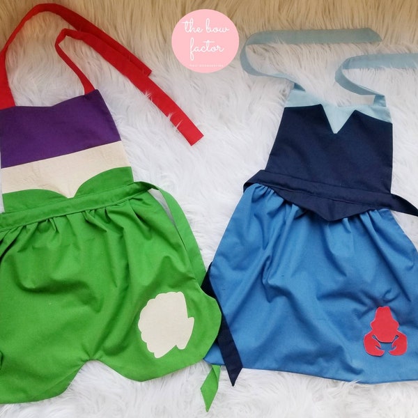 Mermaid Ariel costume apron, Little Mermaid inspired, Land Ariel, girl princess costume, girl apron, girl birthday, halloween, cosplay