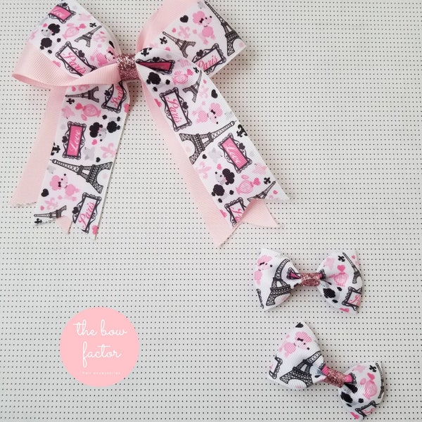 Paris ribbon bow, Eiffel Tower, poodle, pigtail bow