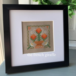 4x4 Orange Blossoms Flowers Cross Stitch Pattern Instant Download PDF Crossstitch Floral Prim Mini Sampler