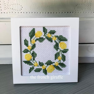 4x4 Lemon Wreath Cross Stitch Pattern Instant Download PDF Crossstitch Lemonade