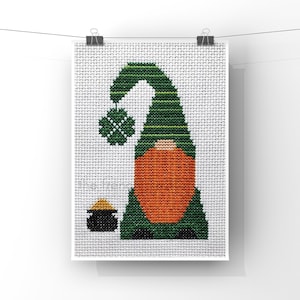 St. Patricks Day Gnome Crossstitch Pattern Instant Download PDF image 1