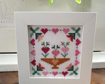 4x4 Heart Garden Cross Stitch Valentines Day Crossstitch Pattern  Instant Download PDF