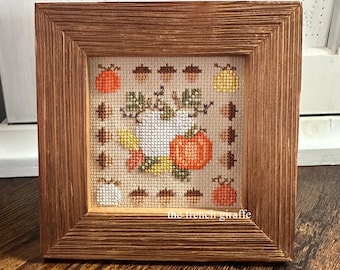 4x4 Pumpkin Garden Cross Stitch Pattern Autumn Instant Download PDF Fall Acorn Crossstitch